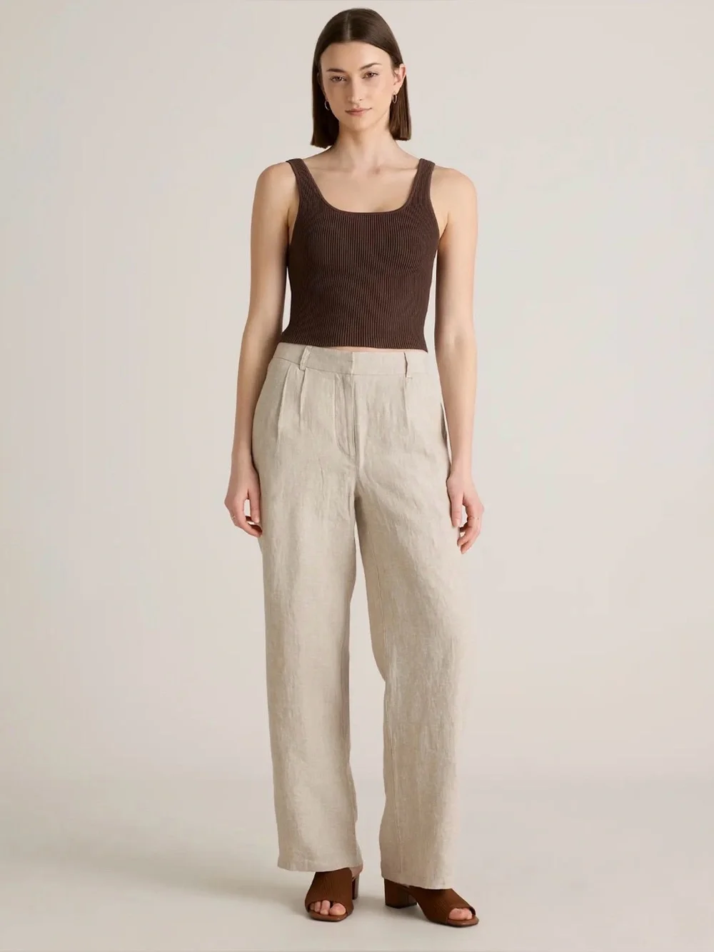 Quince 100% European Linen Pleated Trousers  Flax sz 12- petite